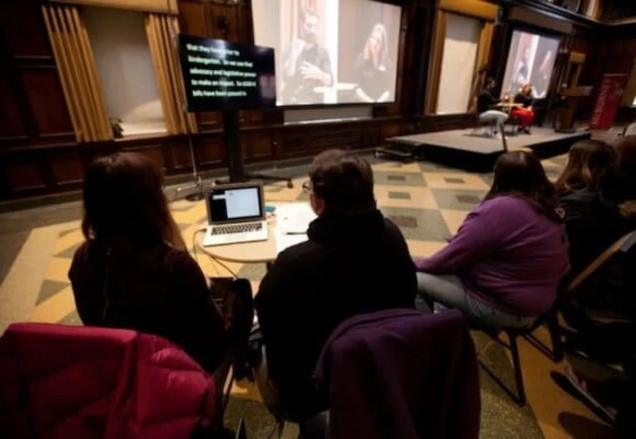 NYLE event interpreting captioning front cart view 2018